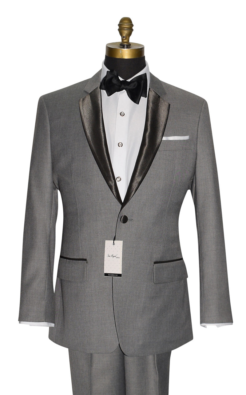 Medium Gray Notch Lapel Tuxedo by San Miguel