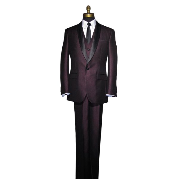Plum Shawl Collar Tuxedo - 3 Piece