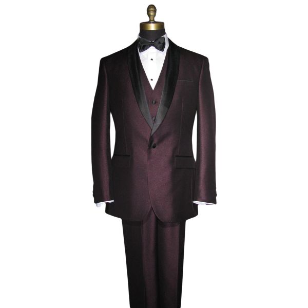 Plum Shawl Collar Tuxedo - 3 Piece