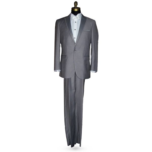 LIGHT GRAY MODERN FIT PEAK LAPEL TUXEDO ENSEMBLE
