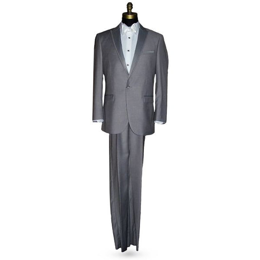 LIGHT GRAY MODERN FIT PEAK LAPEL TUXEDO ENSEMBLE