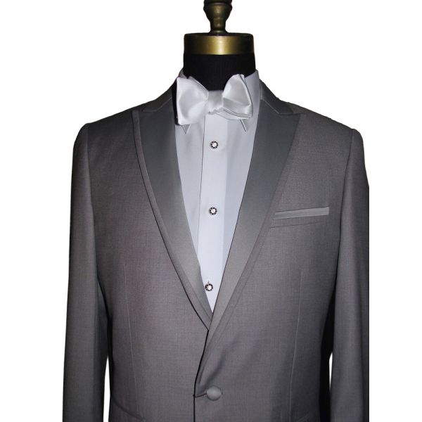 LIGHT GRAY MODERN FIT PEAK LAPEL TUXEDO ENSEMBLE