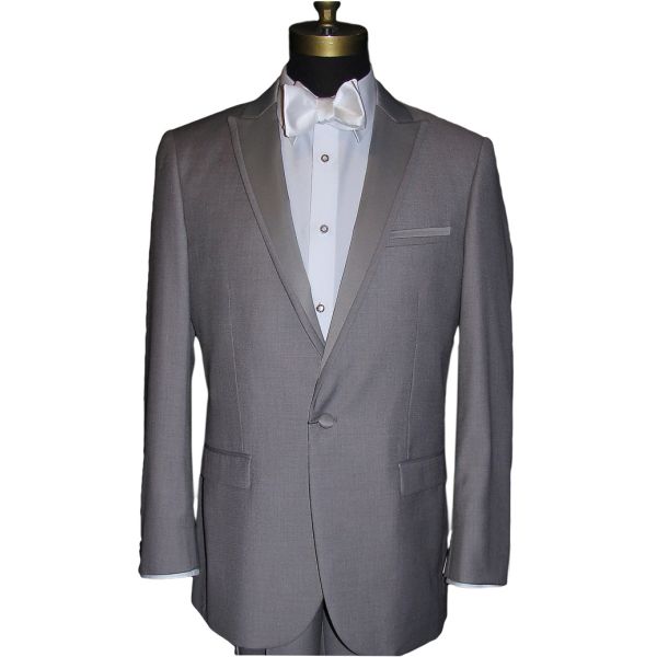 LIGHT GRAY MODERN FIT PEAK LAPEL TUXEDO ENSEMBLE