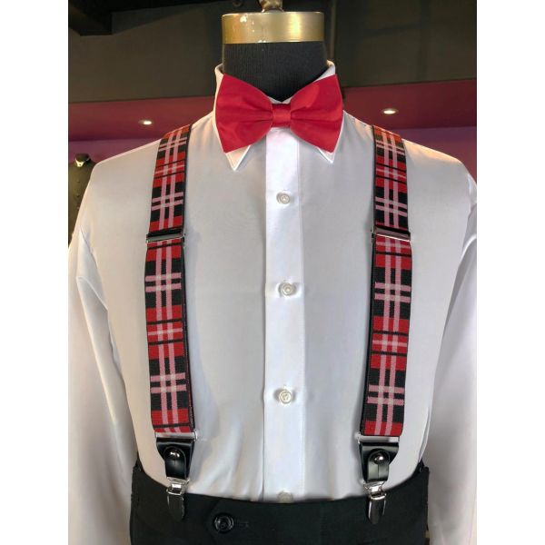 RED PLAID SUSPENDERS