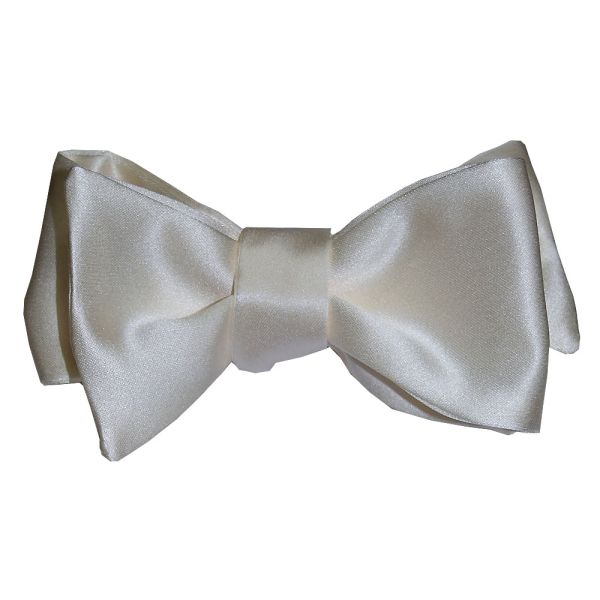 ivory satin "tie-yourself" bowtie with a white background