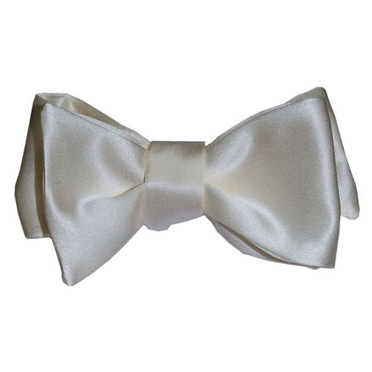 ivory satin "tie-yourself" bowtie with a white background