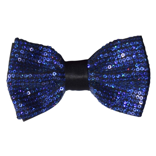 royal-Blue sequin bow tie on a white background