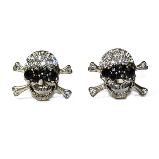 BIG CRYSTAL SKULL AND BONES CUFFLINKS