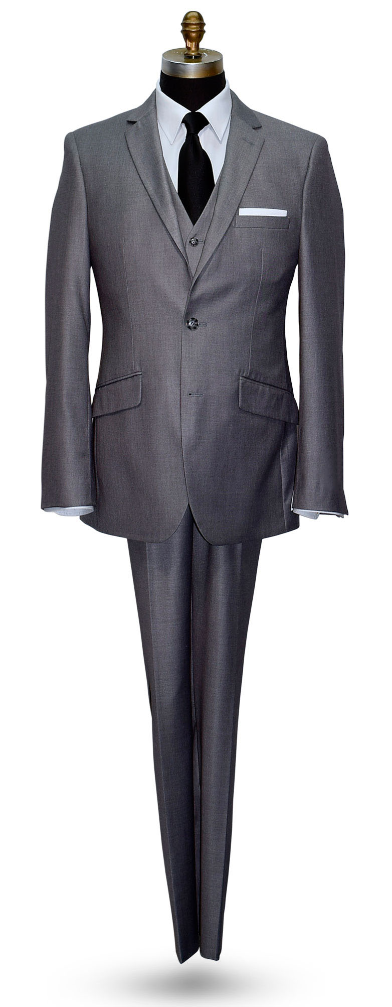 Spanish Medium Gray Mens 2 Piece Slim Fit Suit-Vest Optional