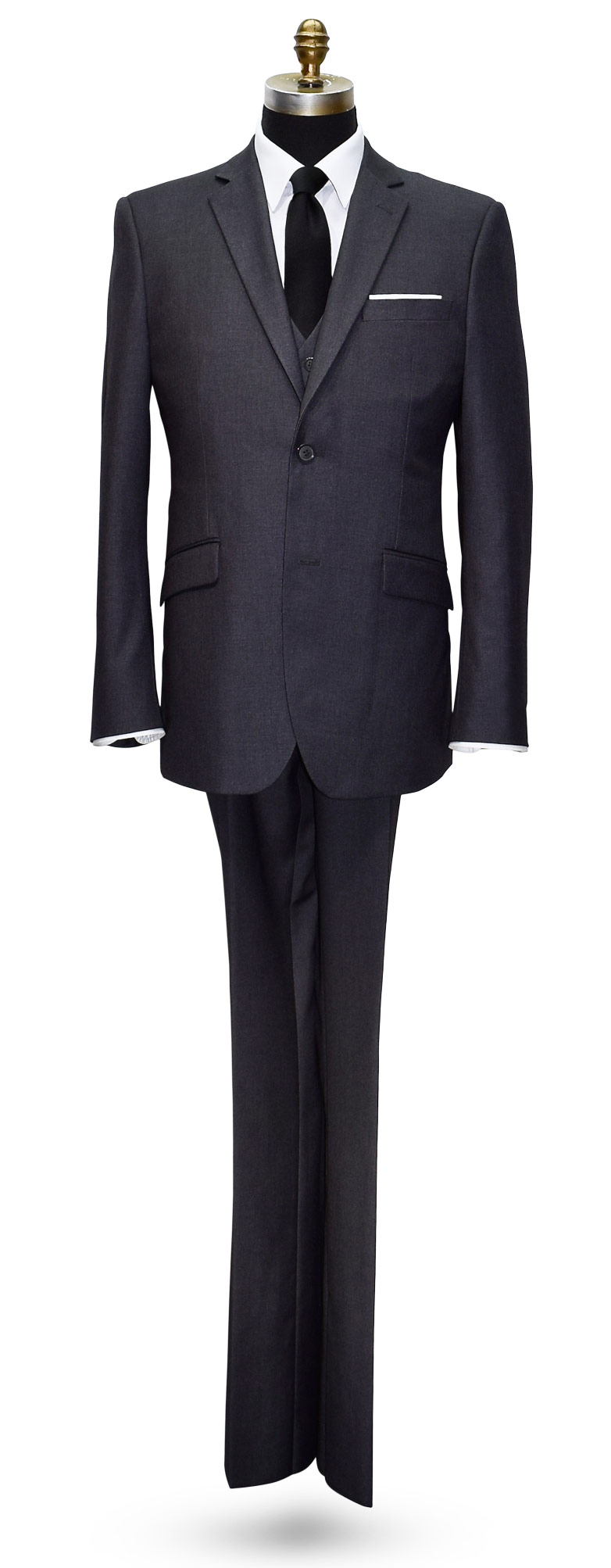 Men's Charcoal 3 Piece Slim Fit Suit-Coat, Pants and Vest Only
