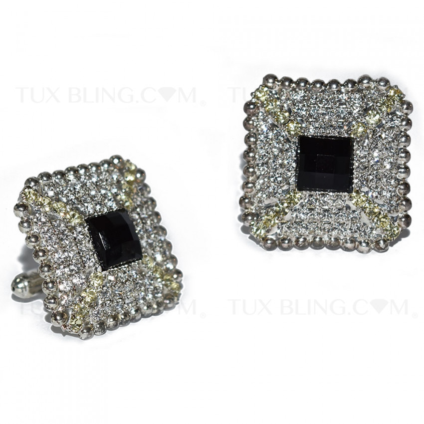 BLING CUFFLINKS CZ's and Black