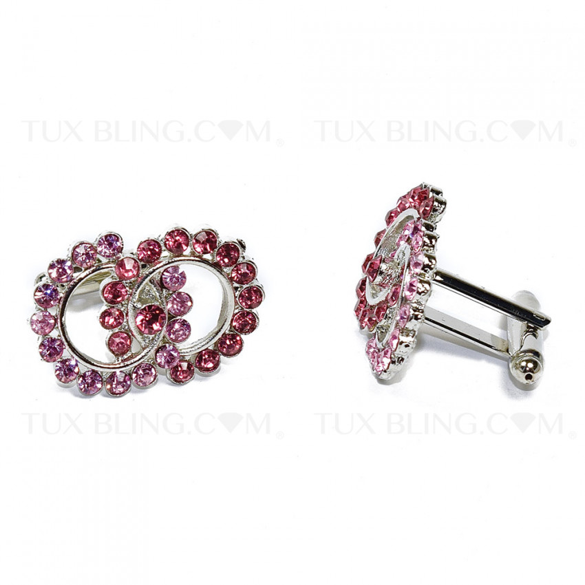 Pink and Rose Crystal Cufflinks