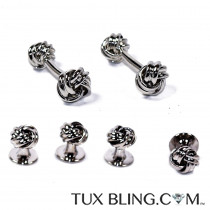 Silver Rope Cufflinks and Stud Set