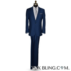 Azure Blue Suit Coat and Pants Set - Ensemble 