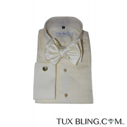 SAN MIGUEL IVORY TUXEDO SHIRT WITH PLEATS