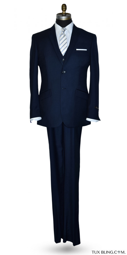 Men's Navy Blue Slim Fit Suit with Vest