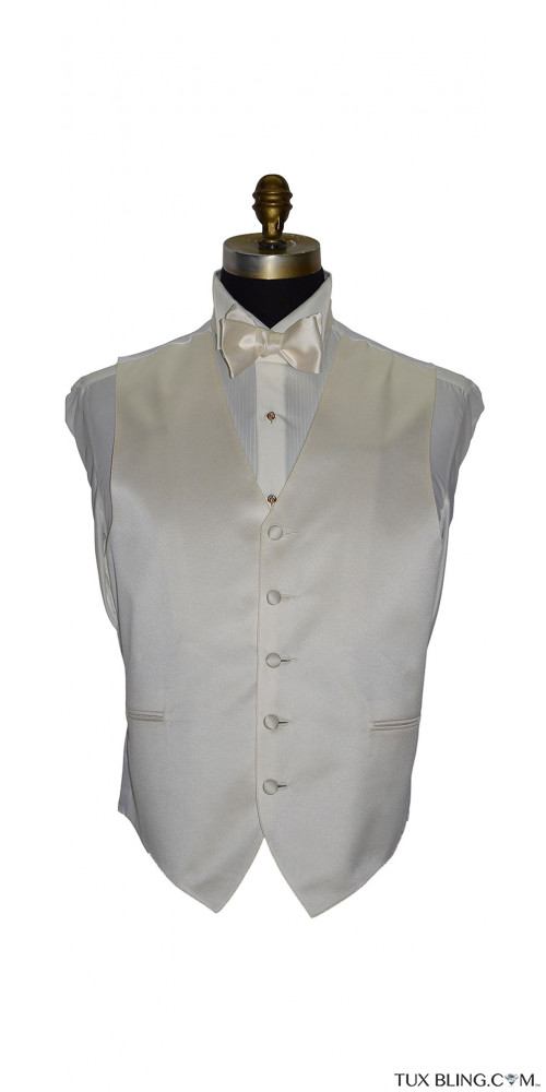 men's and boy's ivory satin vest and tie-yourself bowtie