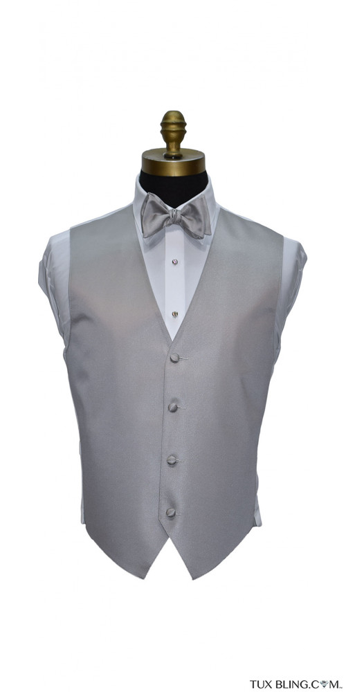 men's and boy's light gray vest and bowtie by San Miguel Formals