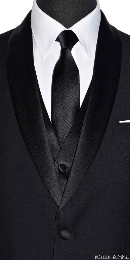 black long tie with stripe by San Miguel Formals