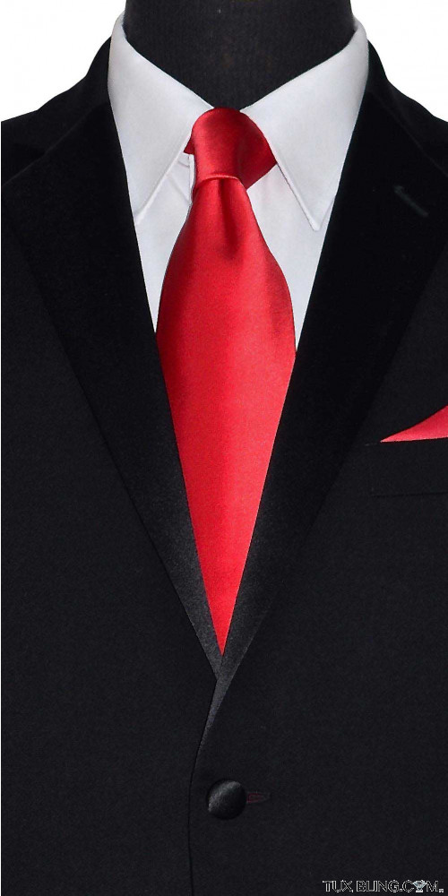 red silk long dress tie for men