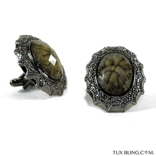STONE COLOR BLING CUFFLINKS