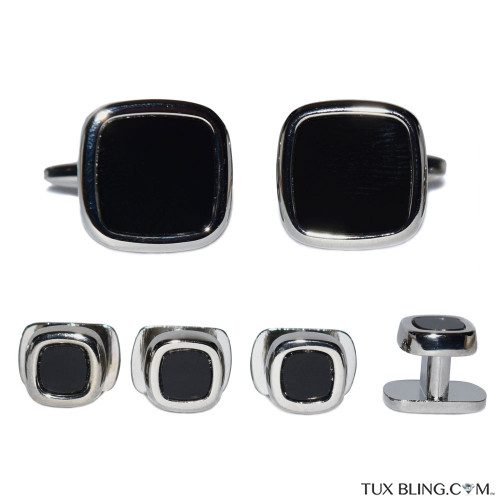 ONYX CUFFLINKS AND STUDS - UNIQUE