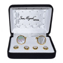 MOTHER OF PEARL CUFFLINKS AND STUDS - GOLD FINISH
