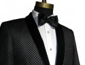 Black Velvet with Silver Geometric Design Shawl Collar Dinner Jacket/Tuxedo- Ensemble 