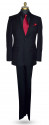 men's apple color silk long tie with black suit