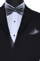 charcoal bowtiie and pocket hanky by San Miguel Formals