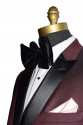 Men's Burgundy Tuxedo Jacket With Black Peak Lapel