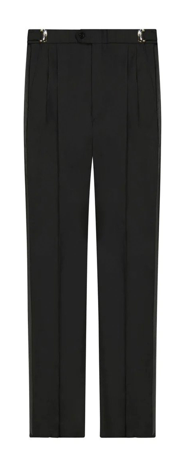 Black Pleated Adjustable Tuxedo Pants