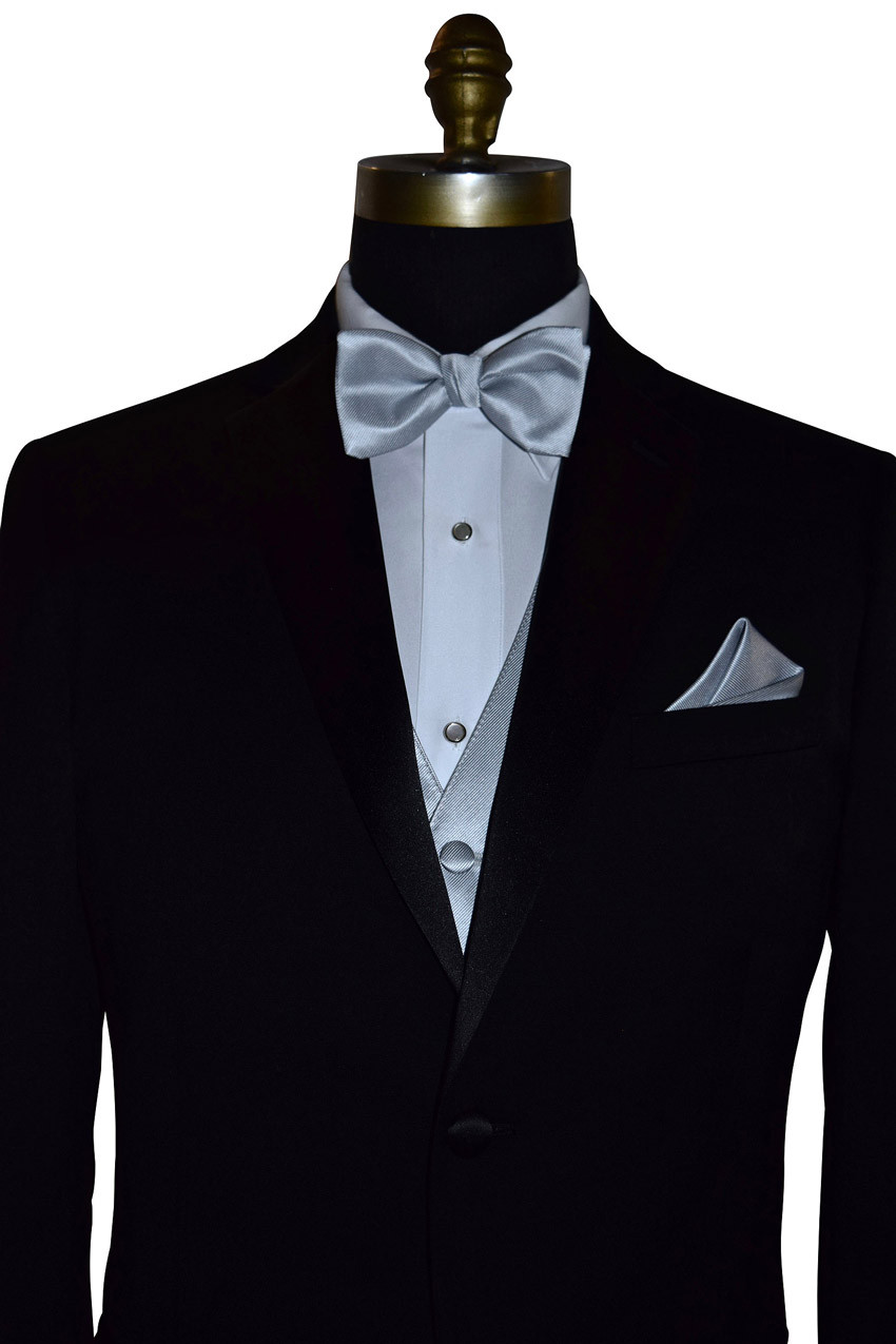 silver bowtie and vest on tuxbling.com
