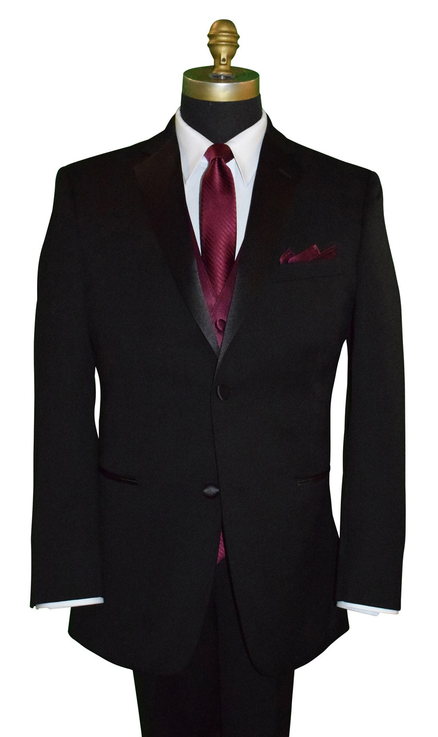 men's wine color long tie with black tuxedo at Tuxbling.com