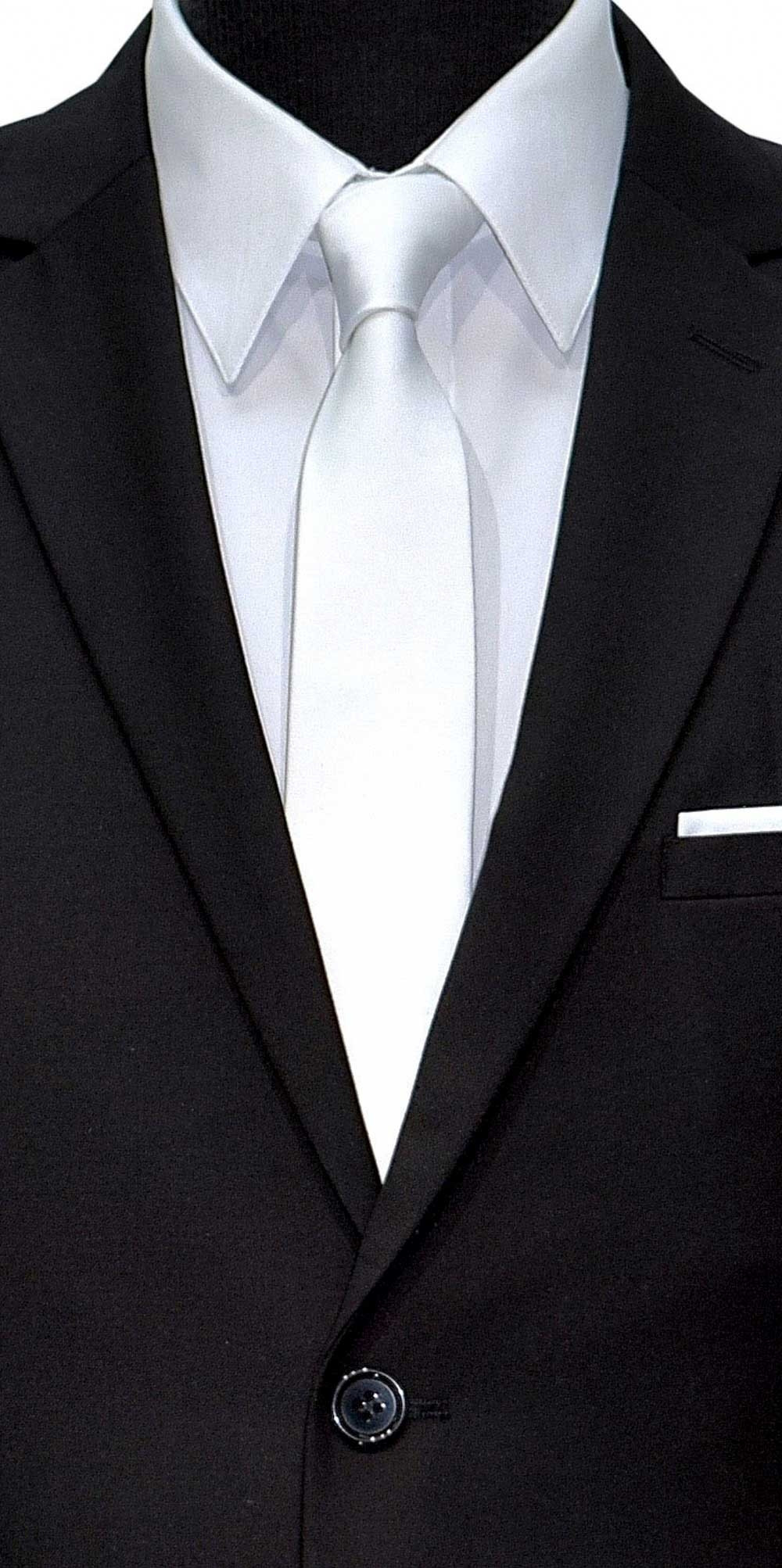 white satin skinny men's tie at TuxBling.com