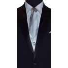 men's long silver tie with stripe by San Miguel Formals