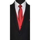 red men's long tie with red vest by San Miguel Formals
