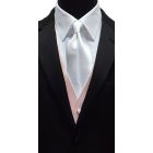 men's long white dress tie with blush color men's vest